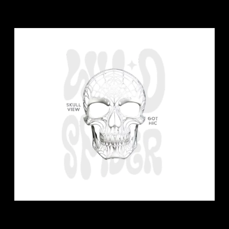 Gothic Anatomical Skull Sketch Illustration Tapestry