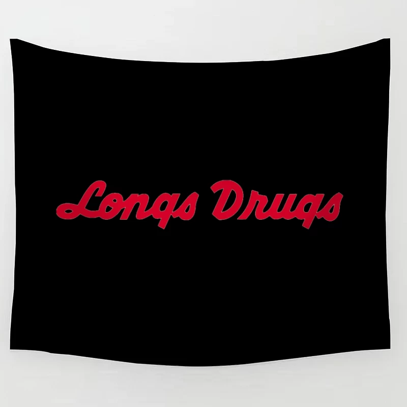 Vintage Longs Drugs Pharmacy Red Cursive Logo Tapestry