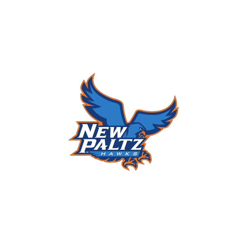 New Paltz Hawks Athletic Logo with Blue Hawk Mascot Travel Mug