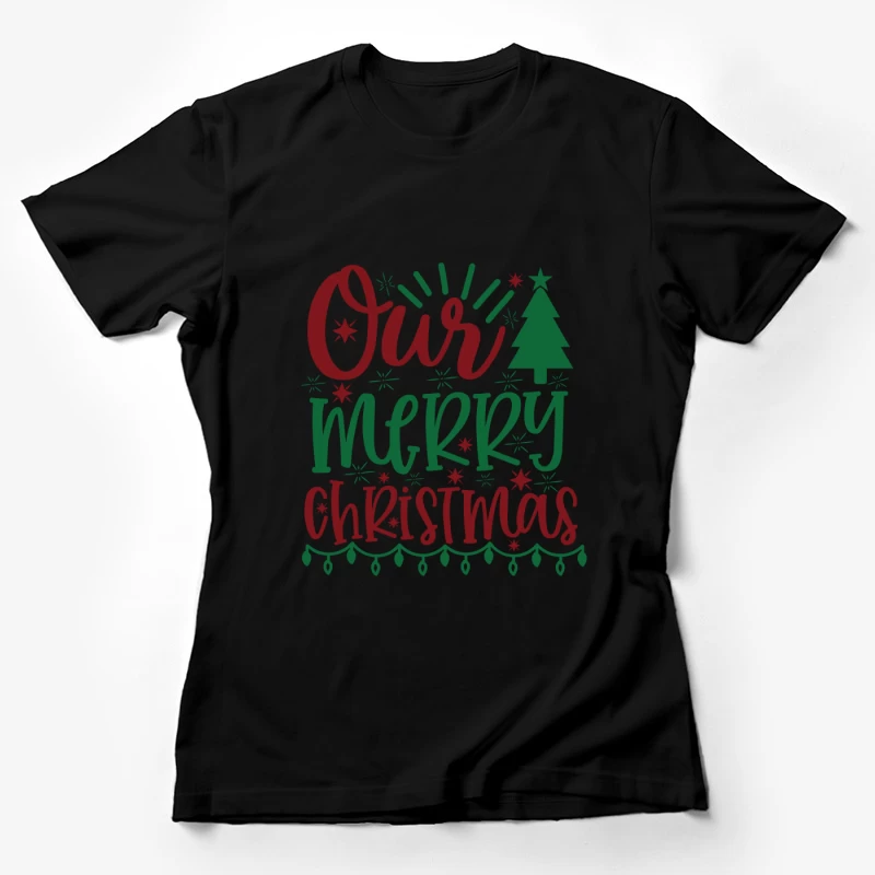 Design de Noël Joyeux avec Arbre et Étoiles Femme T-Shirt