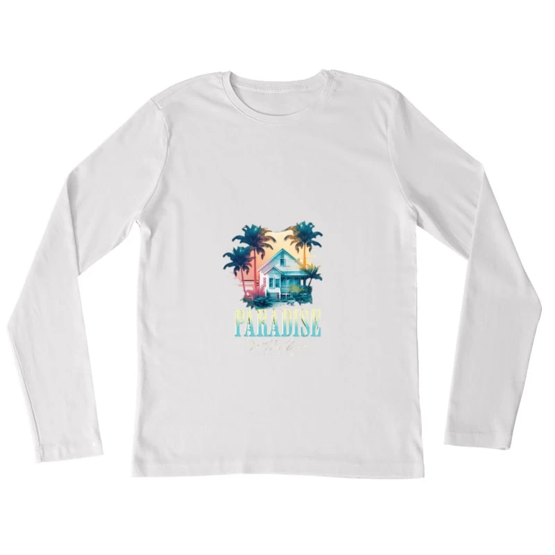 Paradis sur la Côte avec des Palmiers et une Maison Femme Manches Longues T-Shirt