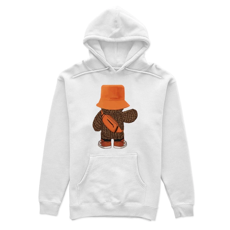 Stofftier mit Strickpullover und orangem Hut Damen Pullover Hoodie