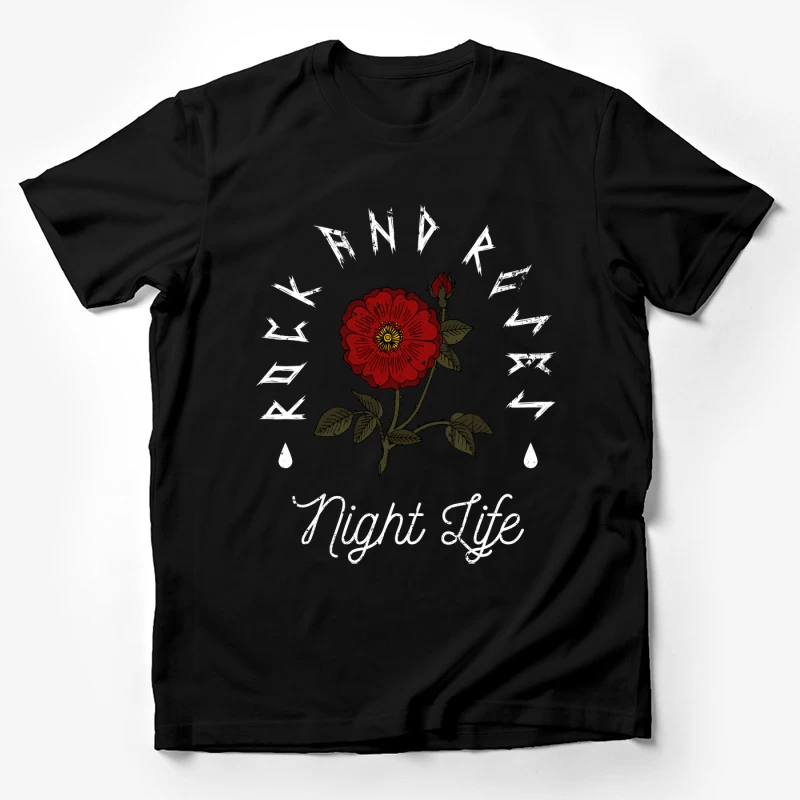 Rock et rose, vie nocturne florale Homme T-Shirt