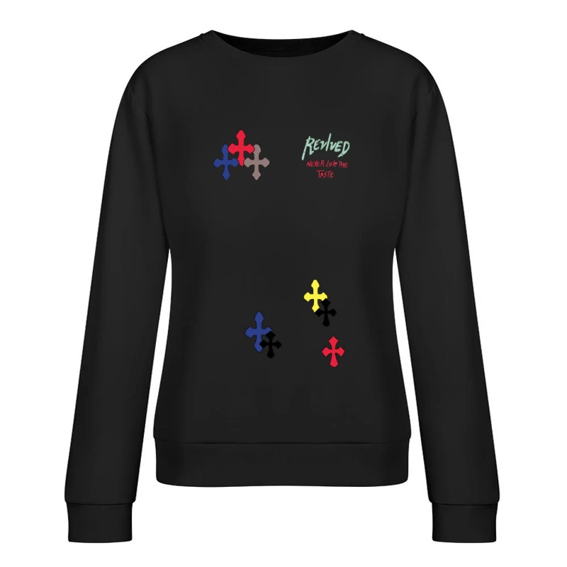 Buntes Kreuzmuster Design Damen Pullover Sweatshirt