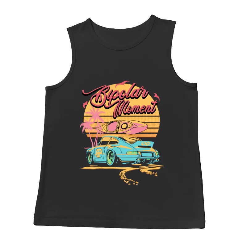 Strandauto mit Kajak und Sonnenuntergang Herren Tanktops