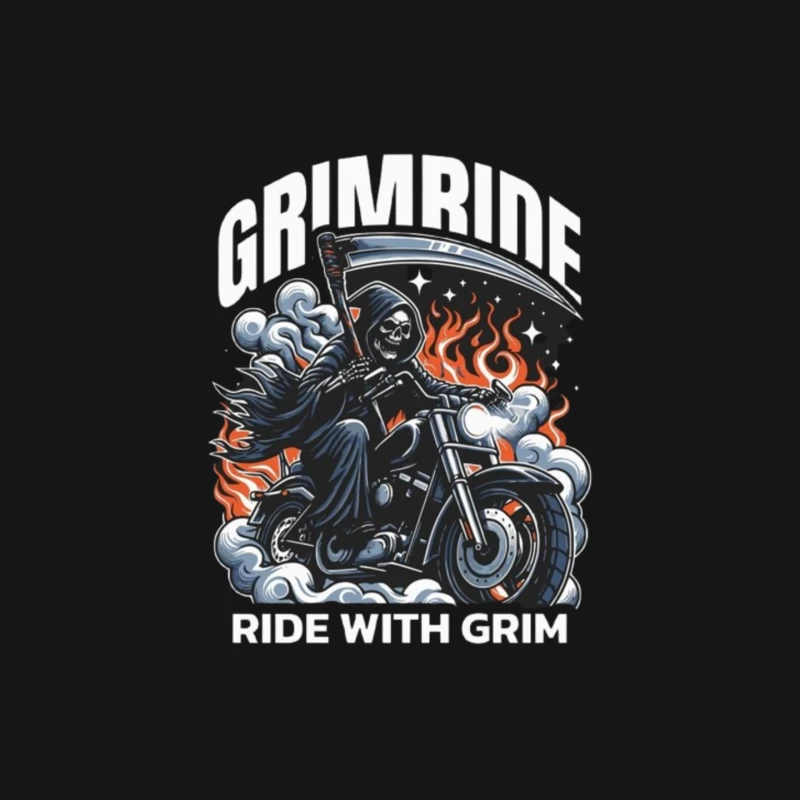 Grim Reaper's Fiery Motorcycle Ride Mouse Pad