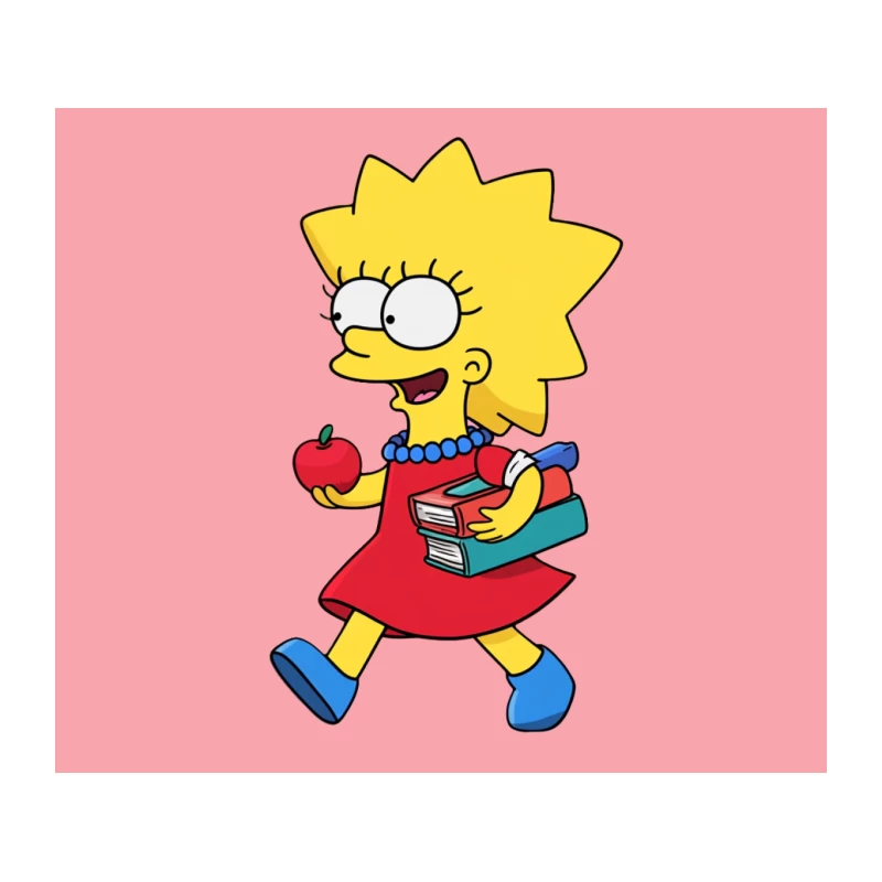 The Simpsons' Lisa Simpson: An Animated Schoolgirl with Apple Tapestry