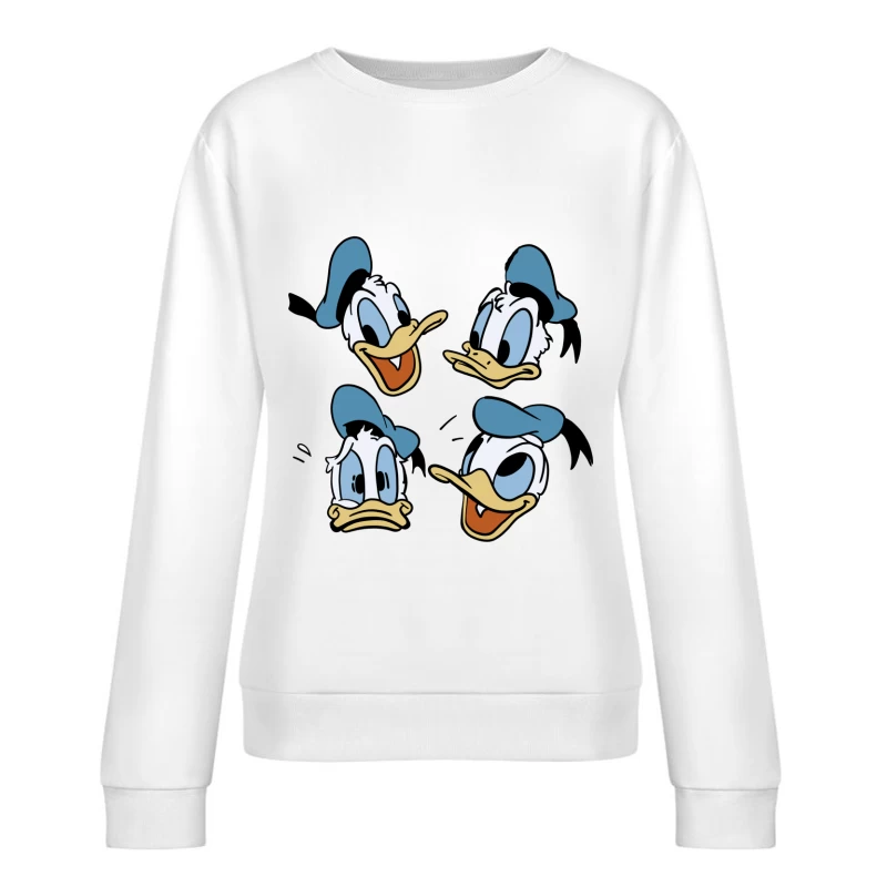 Donald Duck Köpfe mit unterschiedlichen Ausdrücken Damen Pullover Sweatshirt