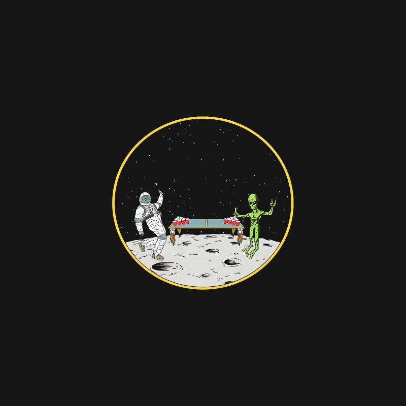 Astronaut and Alien Playing Beer Pong on the Moon Desk Mat