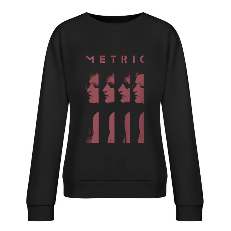 Metric Sliced Red Female Pullover Sweatshirt