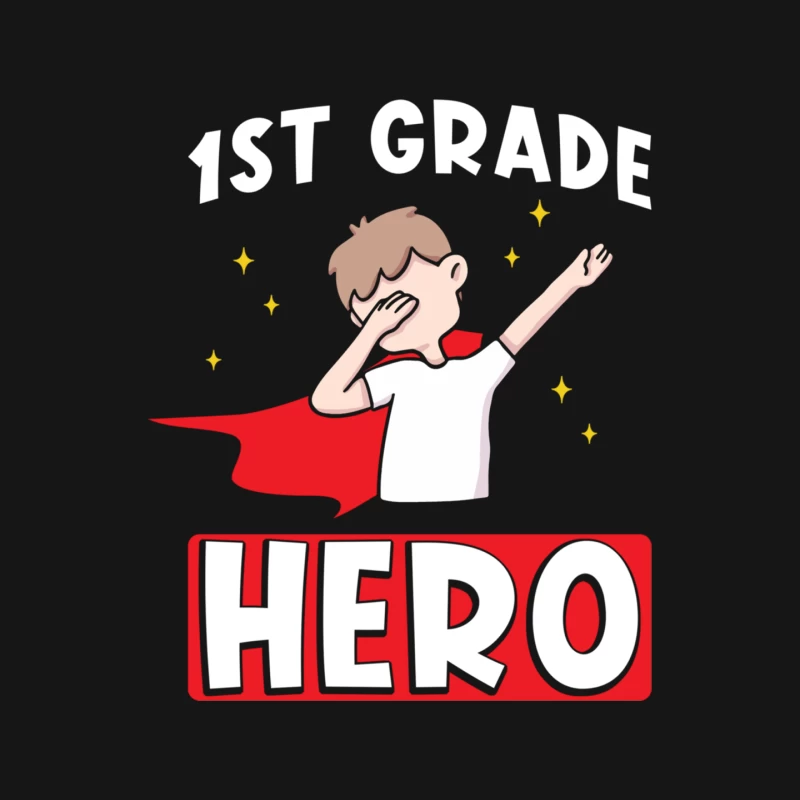 Cartoon Child Superhero with Red Cape and Stars Mouse Pad