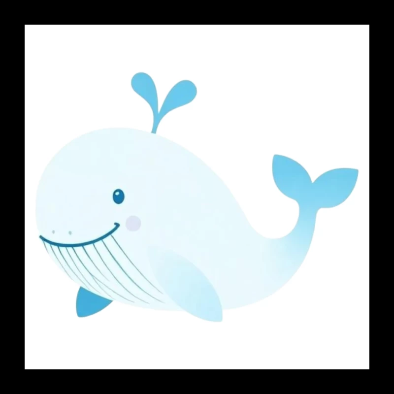 Cute Blue Cartoon Whale Illustration Pin