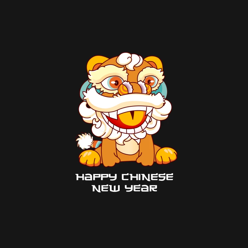 Fröhliches Neujahr mit Löwentanz Herren T-Shirt
