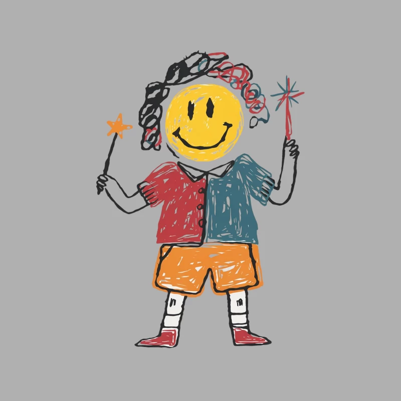 Cheerful Child-like Doodle with Magic Wands and Smiley Face Male Tank Top