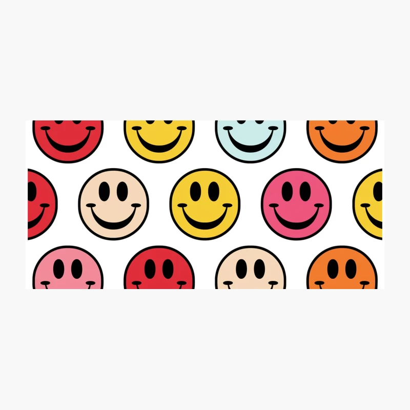 Colorful Retro Smiley Face Emoticon Pattern Coffee Mug