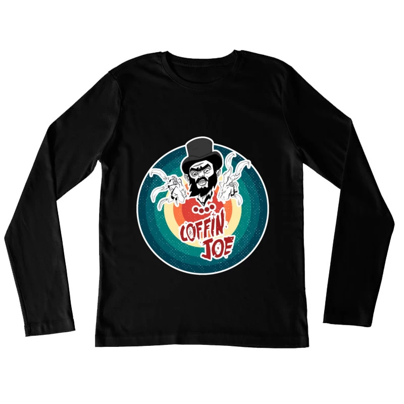 Coffin Joe: Retro Horror Logo with Bearded Character and Ghosts Female Long Sleeve T-Shirt