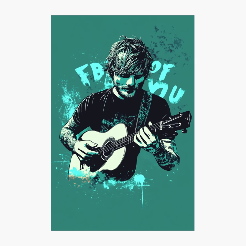 Artistic Illustration of Musician Performing with Acoustic Guitar Cotton Tote Bag