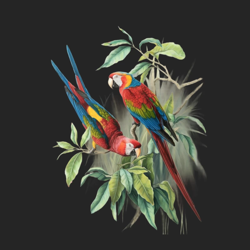 Vibrant Macaws: Tropical Wildlife Illustration Male Pullover Sweatshirt