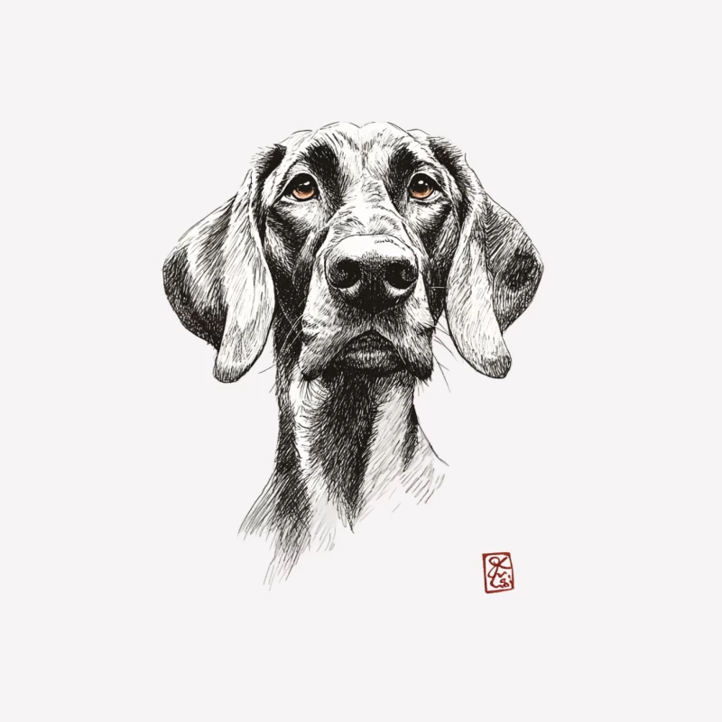 Detailed Pencil Sketch of a Hound Dog Portrait Female T-Shirt
