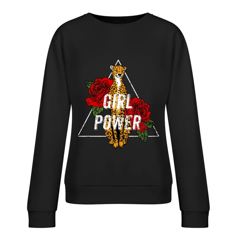 Félin et Roses : Pouvoir Féminin Femme Sweat-shirt à enfiler