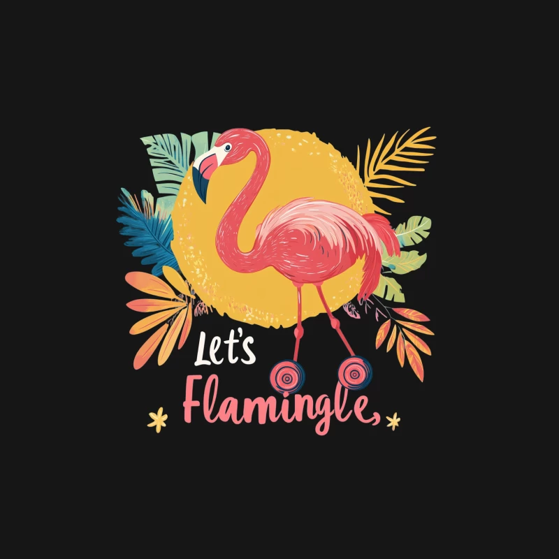 Whimsical Flamingle: Tropical Flamingo on Wheels Male Long Sleeve T-Shirt