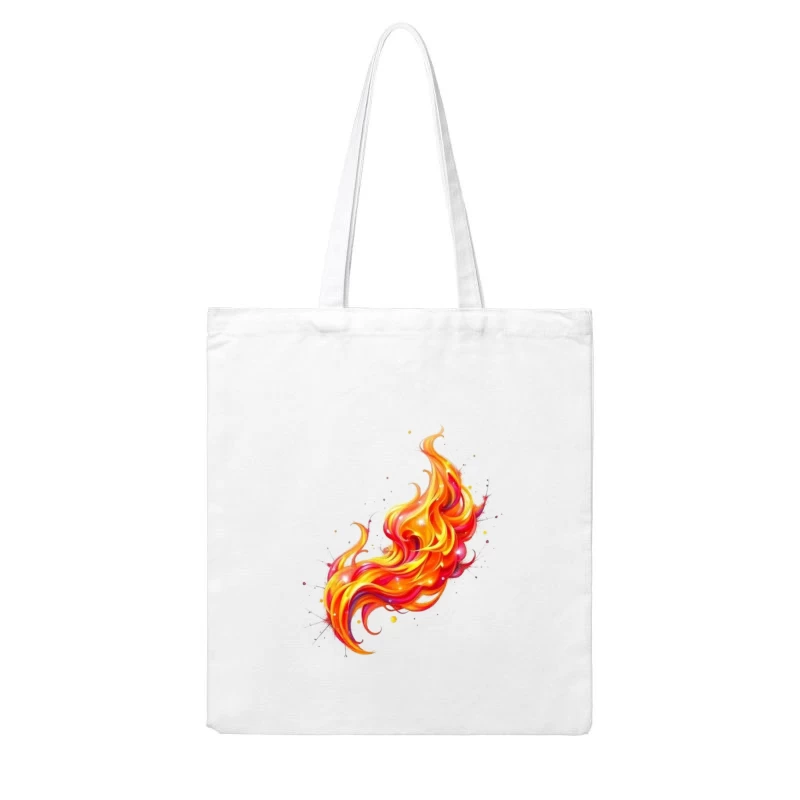 Vibrant Watercolor Fire Flame Art Cotton Tote Bag