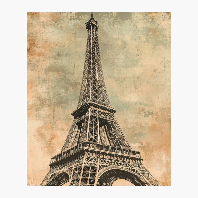 Vintage View of Eiffel Tower in Paris Cotton Tote Bag