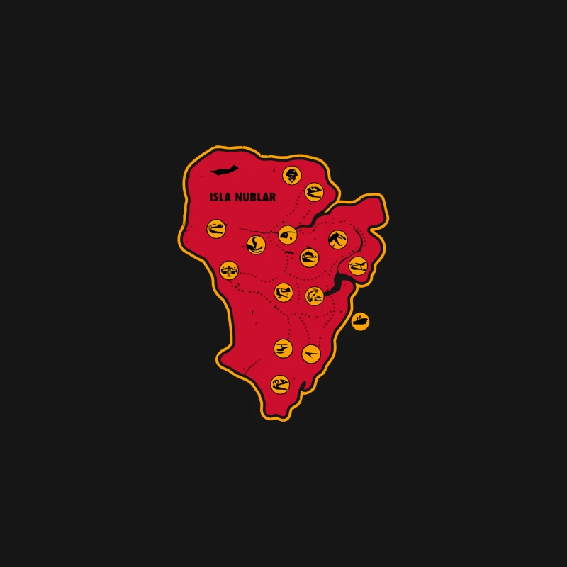 Isla Nublar: Jurassic Park's Iconic Red Island Map Desk Mat