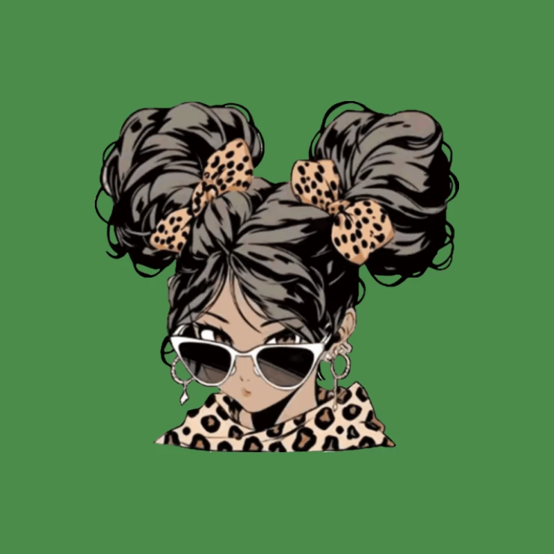Modische Anime-Figur mit Leopardenmuster-Accessoires Herren T-Shirt