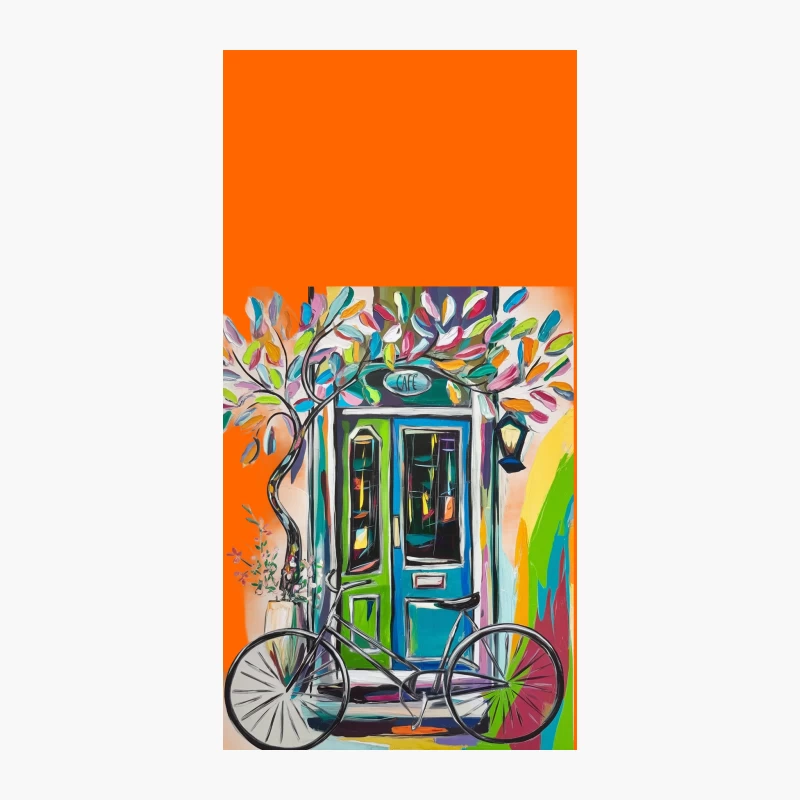 Whimsical Cafe Entrance: A Colorful Abstract Painting iPhone Case