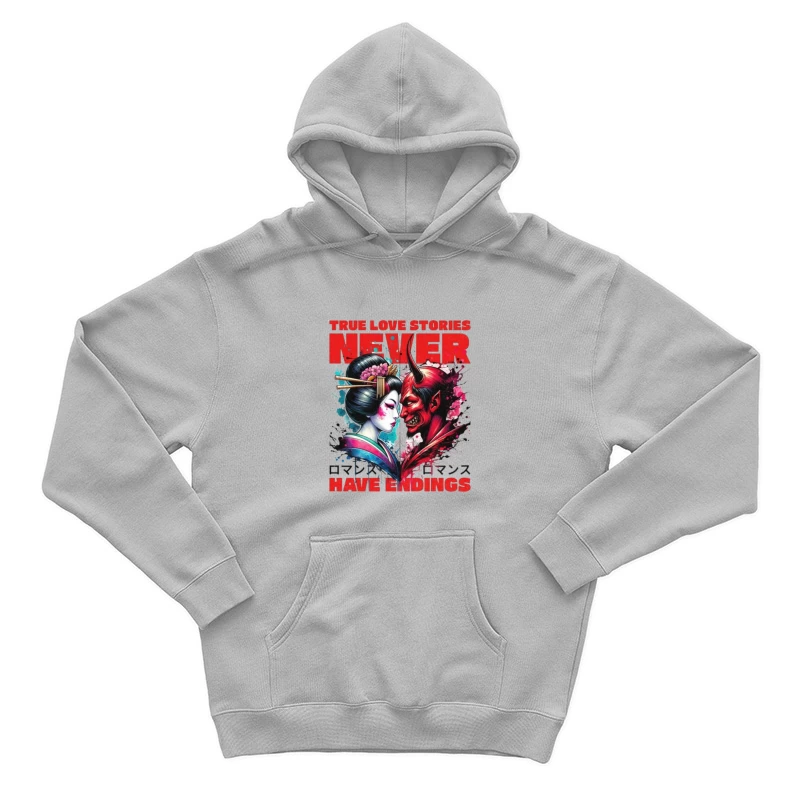 Japanese Geisha and Demon: Tragic Love Art Design Male Pullover Hoodie