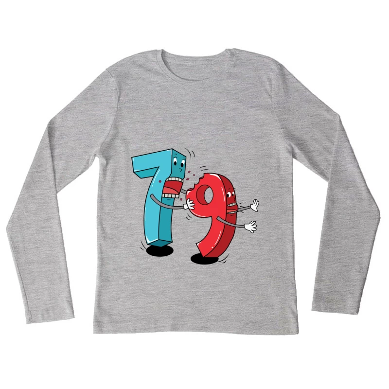 Duel de chiffres comiques Femme Manches Longues T-Shirt