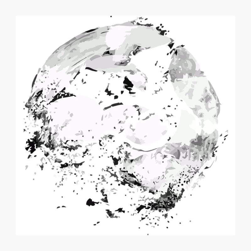 Monochrome Abstract Sphere with Textured Digital Art Pin