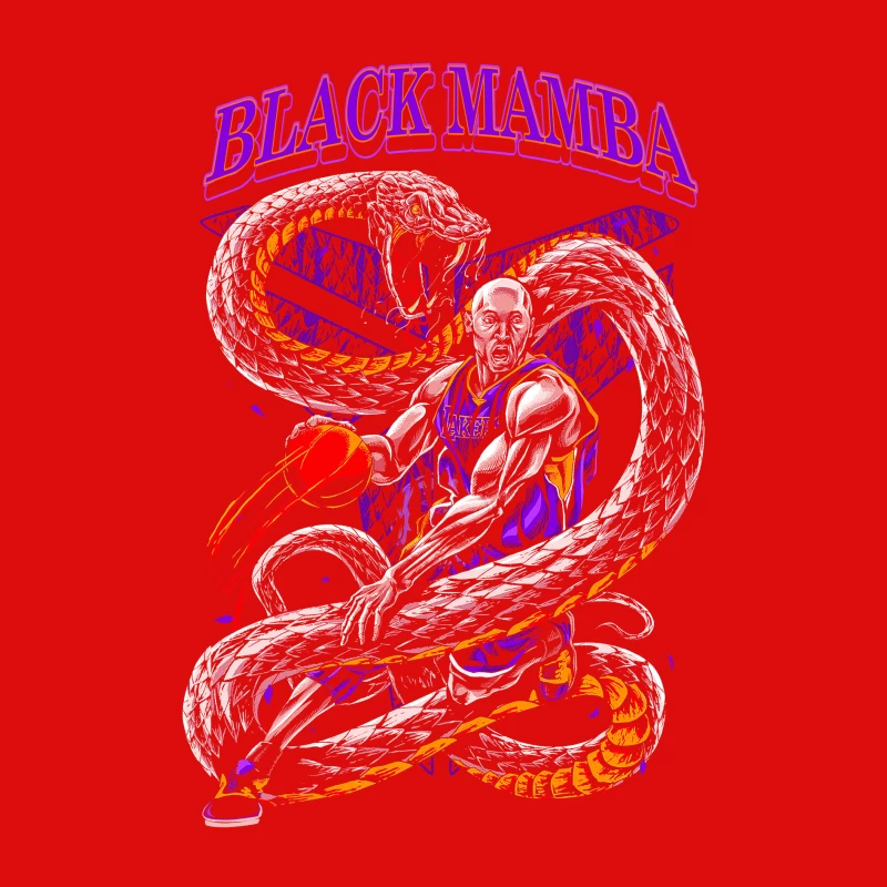 Basketball Illustration of Black Mamba with Snake Male Tank Top