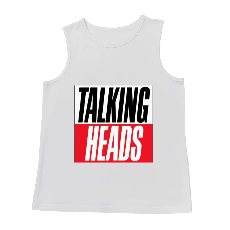 Talking Heads Classic Band Logo Design in Black and Red Typography Male Tank Top