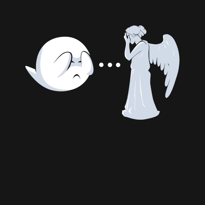 Celestial Silhouette: Angelic Figure and Crescent Moon Mouse Pad