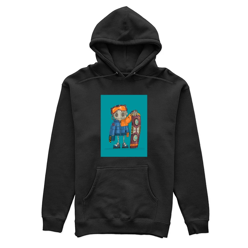 Cute Robot Skater with Futuristic Board Female Pullover Hoodie