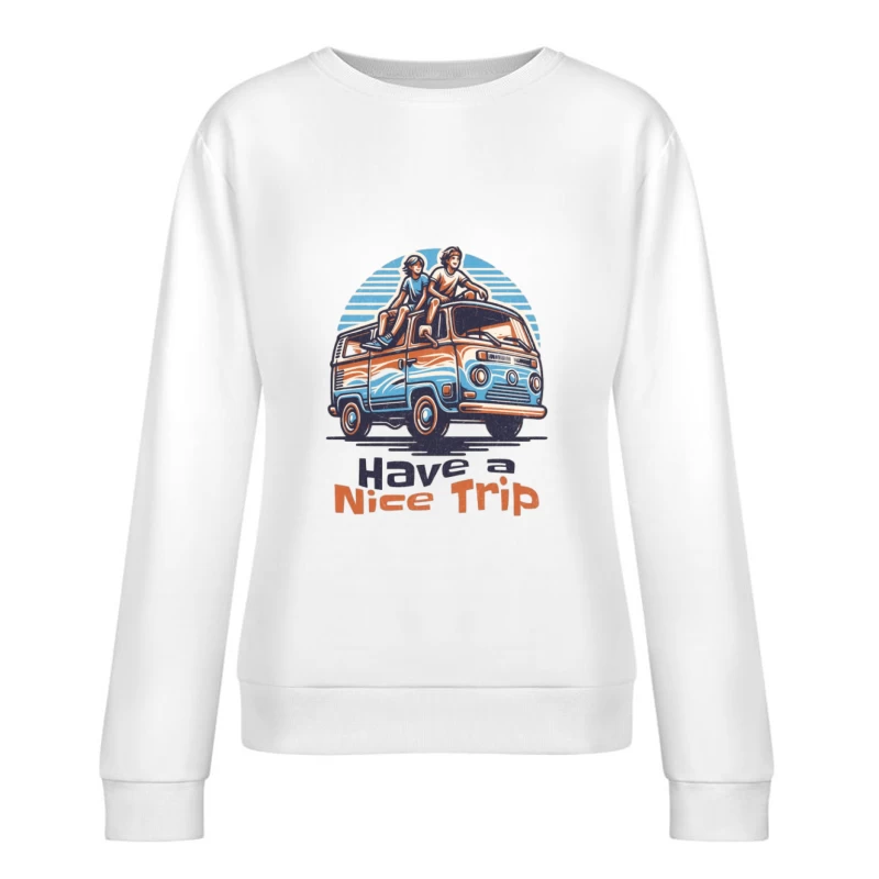 Roadtrip-Abenteuer mit Retro-Bus Damen Pullover Sweatshirt