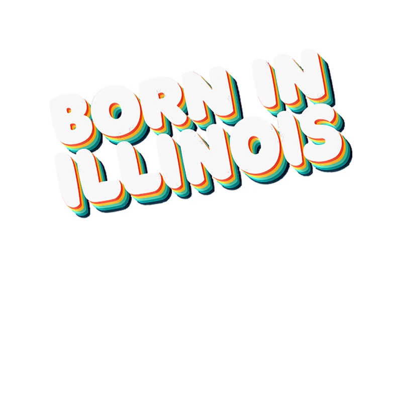 Born In Illinois - 80_s Retro Style Typographic Design Tapestry