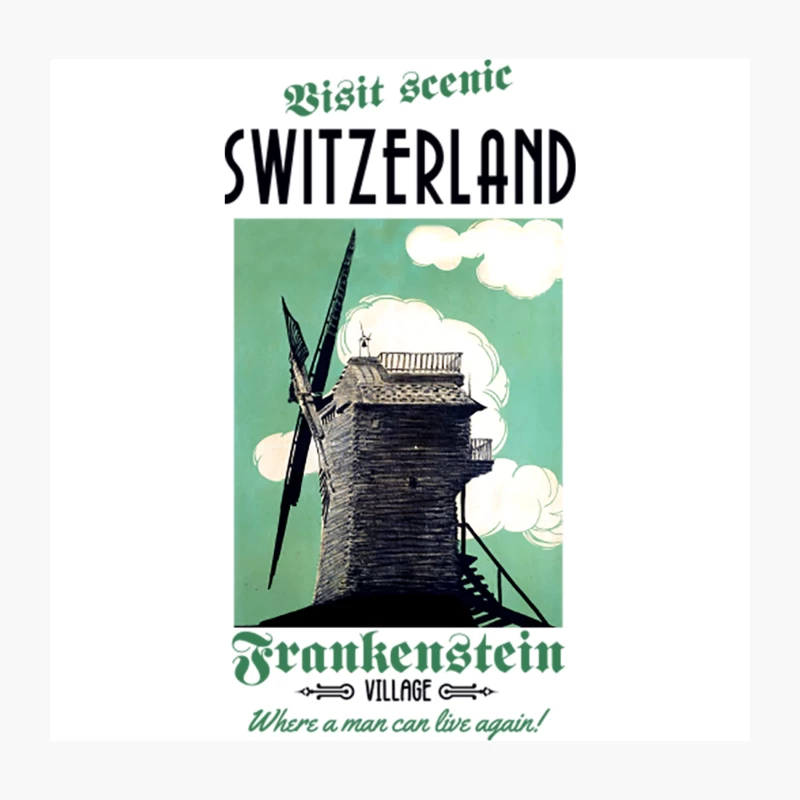 Frankenstein Travel Poster Throw Pillow