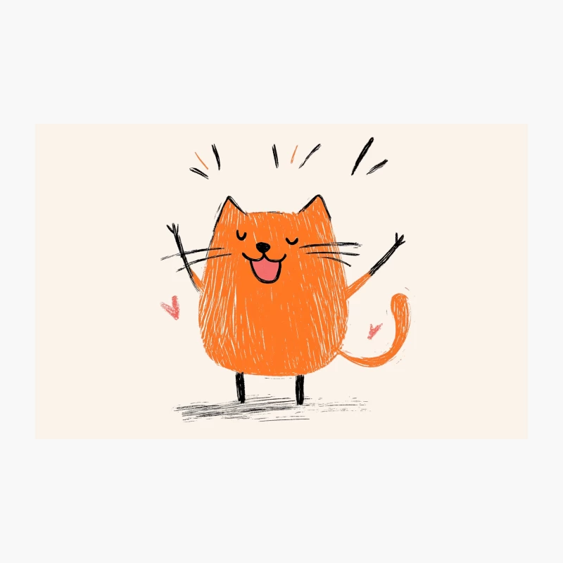 Cheerful Orange Cartoon Cat: A Cute and Simple Illustration Travel Mug