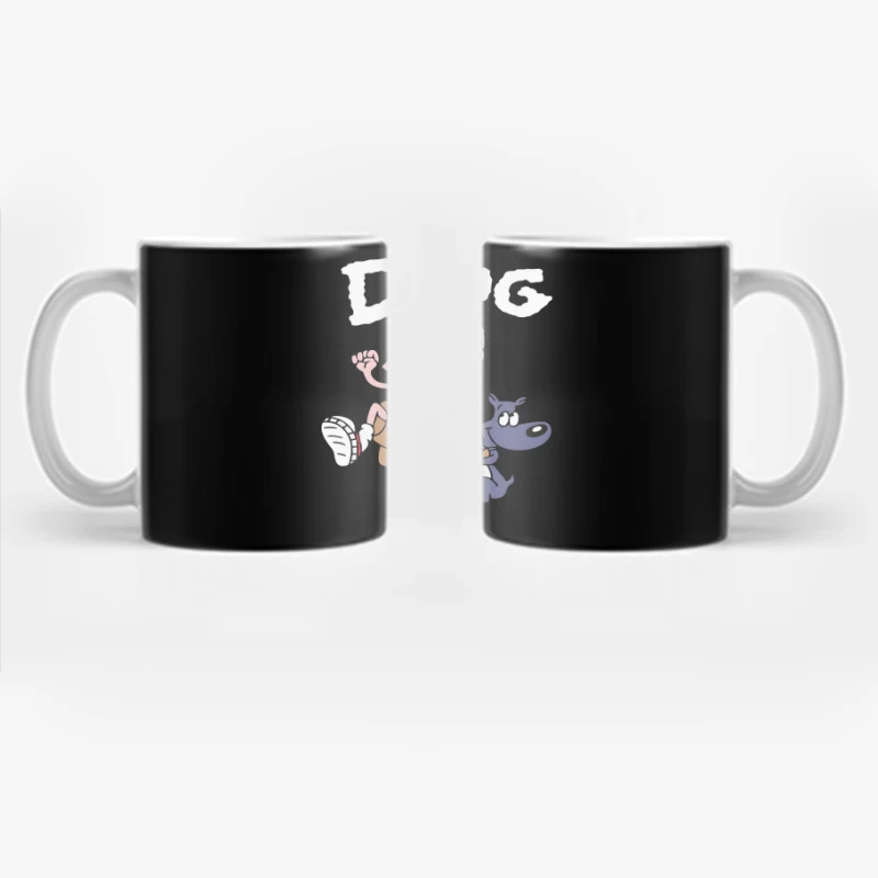 Cartoon Character Running with Dog Coffee Mug