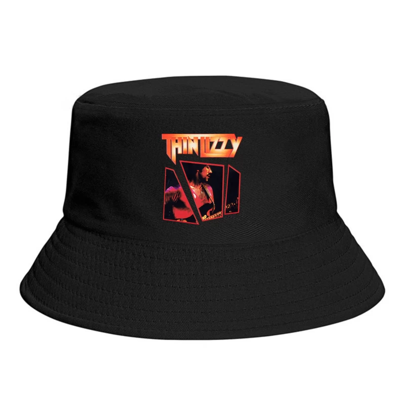 Thin Lizzy Vintage Concert Album Art with Red Typography Bucket Hat