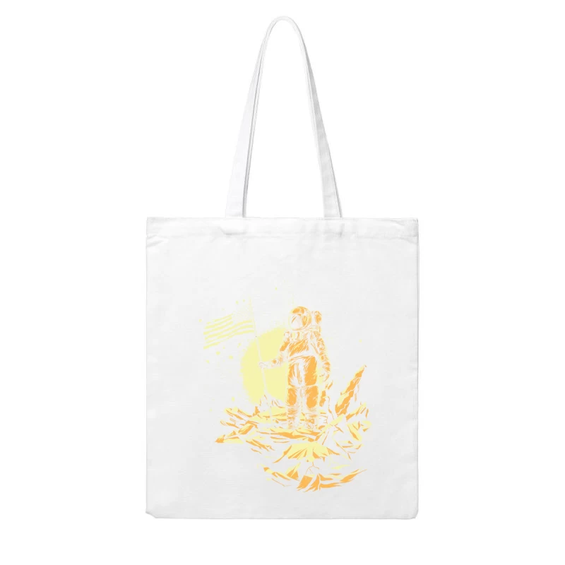 Astronaut in Space with American Flag Cotton Tote Bag
