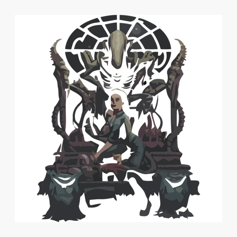 Surreal Alien Encounter: Dark Sci-Fi Fantasy Illustration Pin