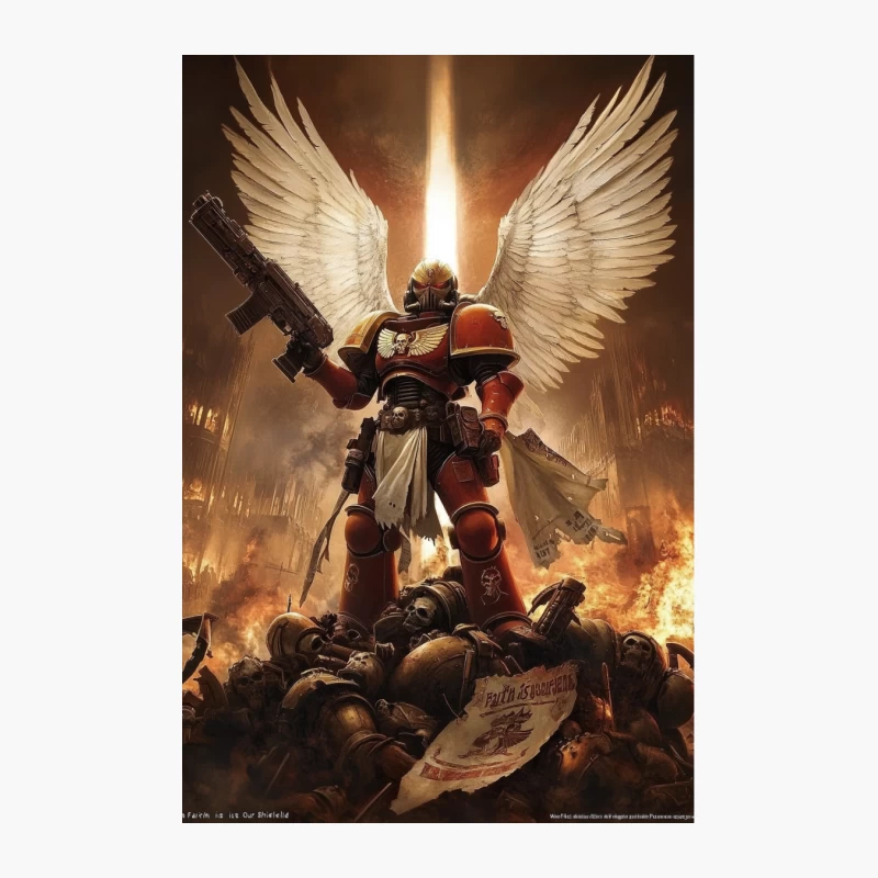 Angelic Space Marine Warrior in Warhammer 40k Battle Scene Cotton Tote Bag