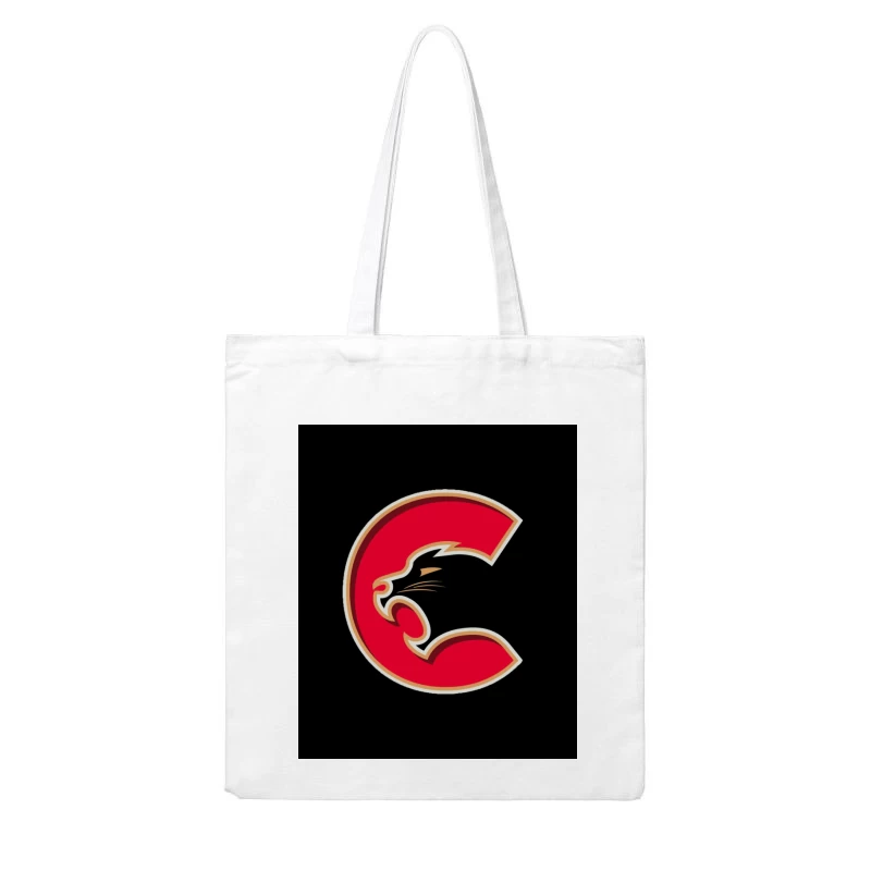 Red Cougar Letter C Sports Logo Design Cotton Tote Bag