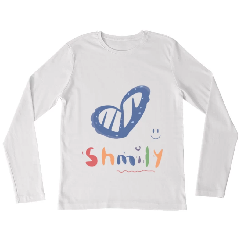 Herz Schmetterling Kunst mit Smileys Damen Langarm T-Shirt