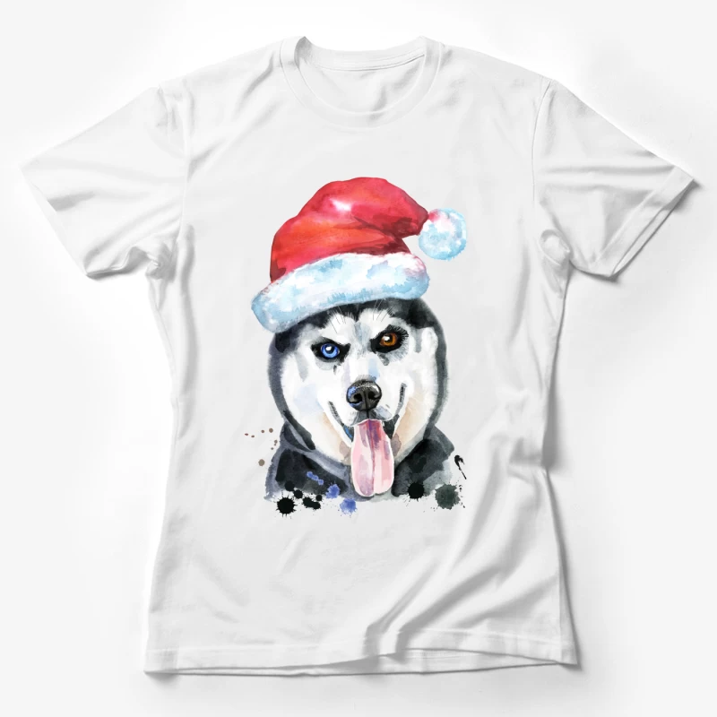 Husky de Noël avec Chapeau Santa Femme T-Shirt