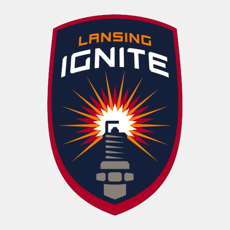 Lansing Ignite Soccer Team Shield Logo with Lighthouse Emblem Male Tank Top